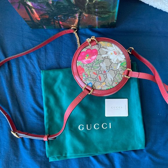 Gucci Ophidia GG Flora Mini Backpack In Red Leather - Picture 6 of 11